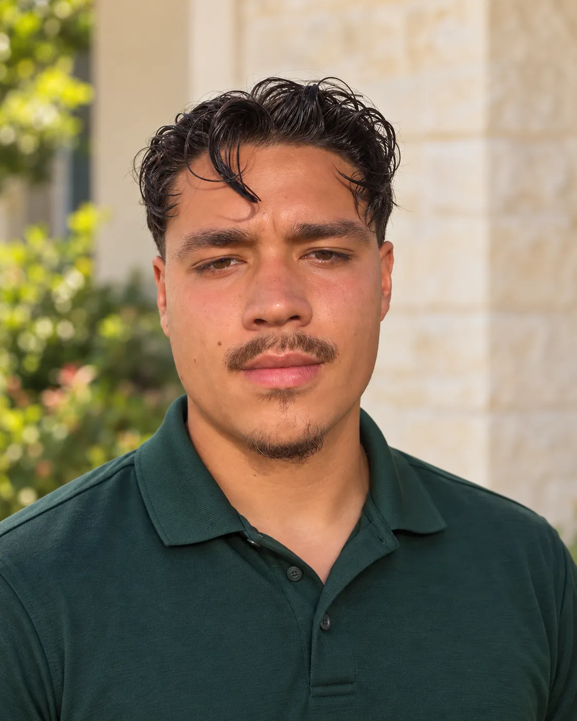 Hector, owner of Hector's Exterior Services, in his green work polo